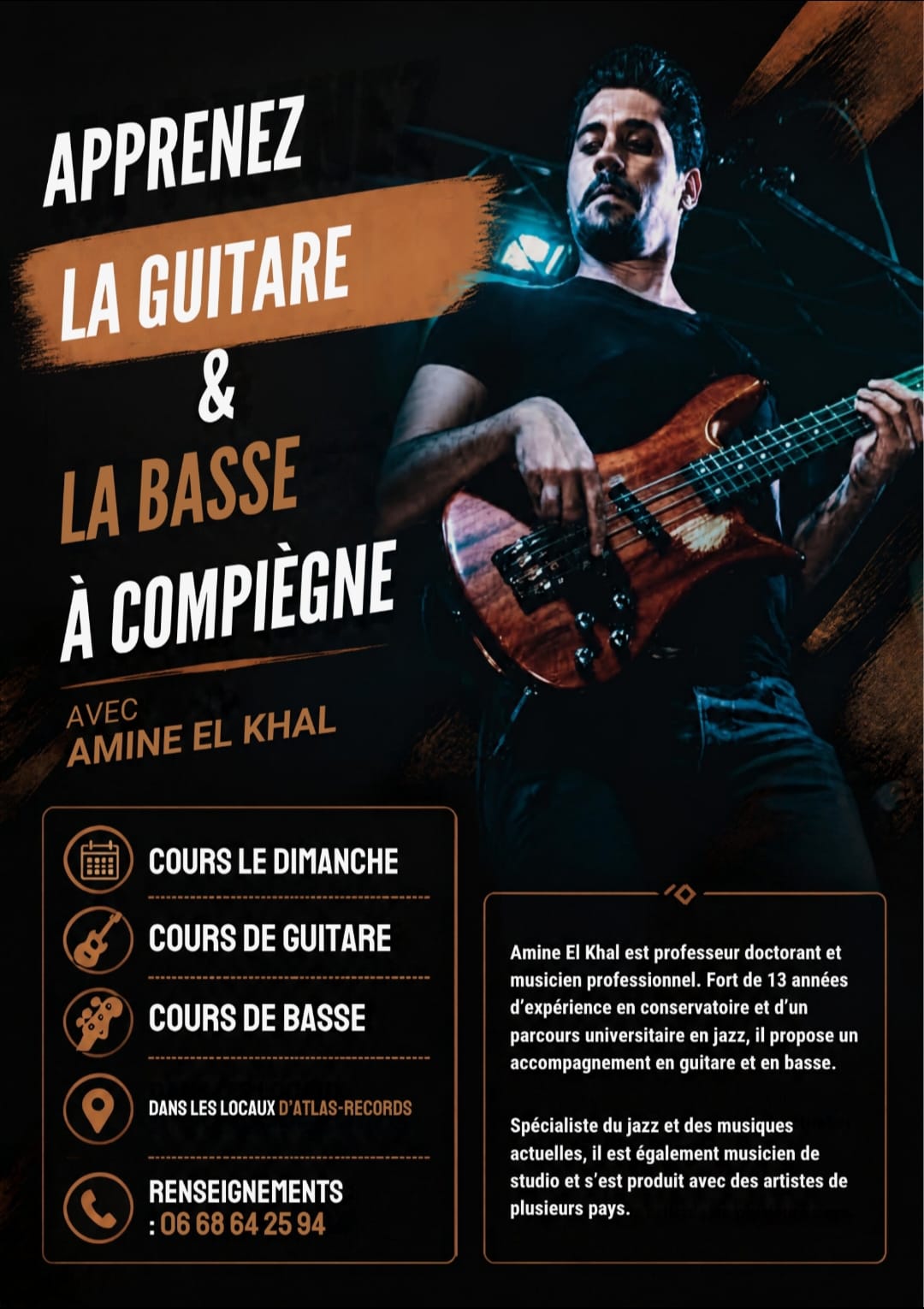 Apprenez la guitare et la basse à Compiègne : Découvrez les cours du dimanche avec Amine El Khal !
